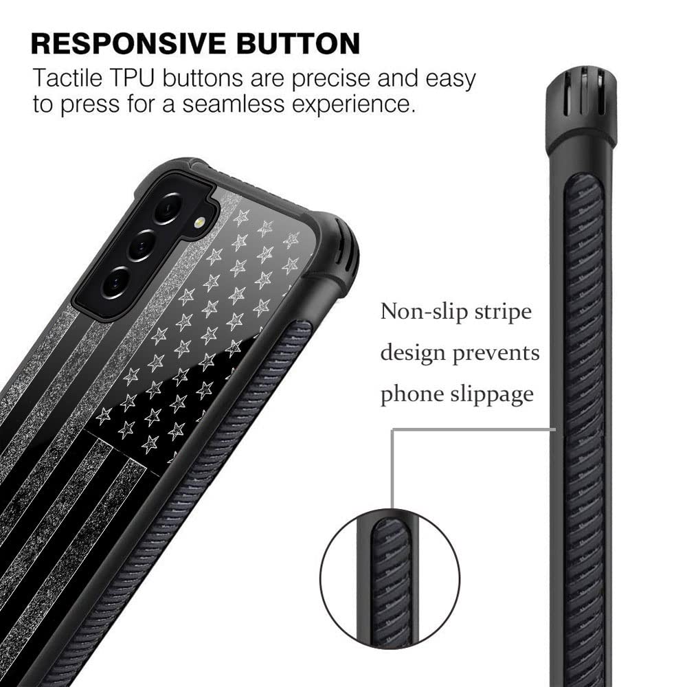 ZHEGAILIAN Samsung Galaxy S21 Phone Case Anti-Scratch Shockproof TPU Organic Glass Gray Flag