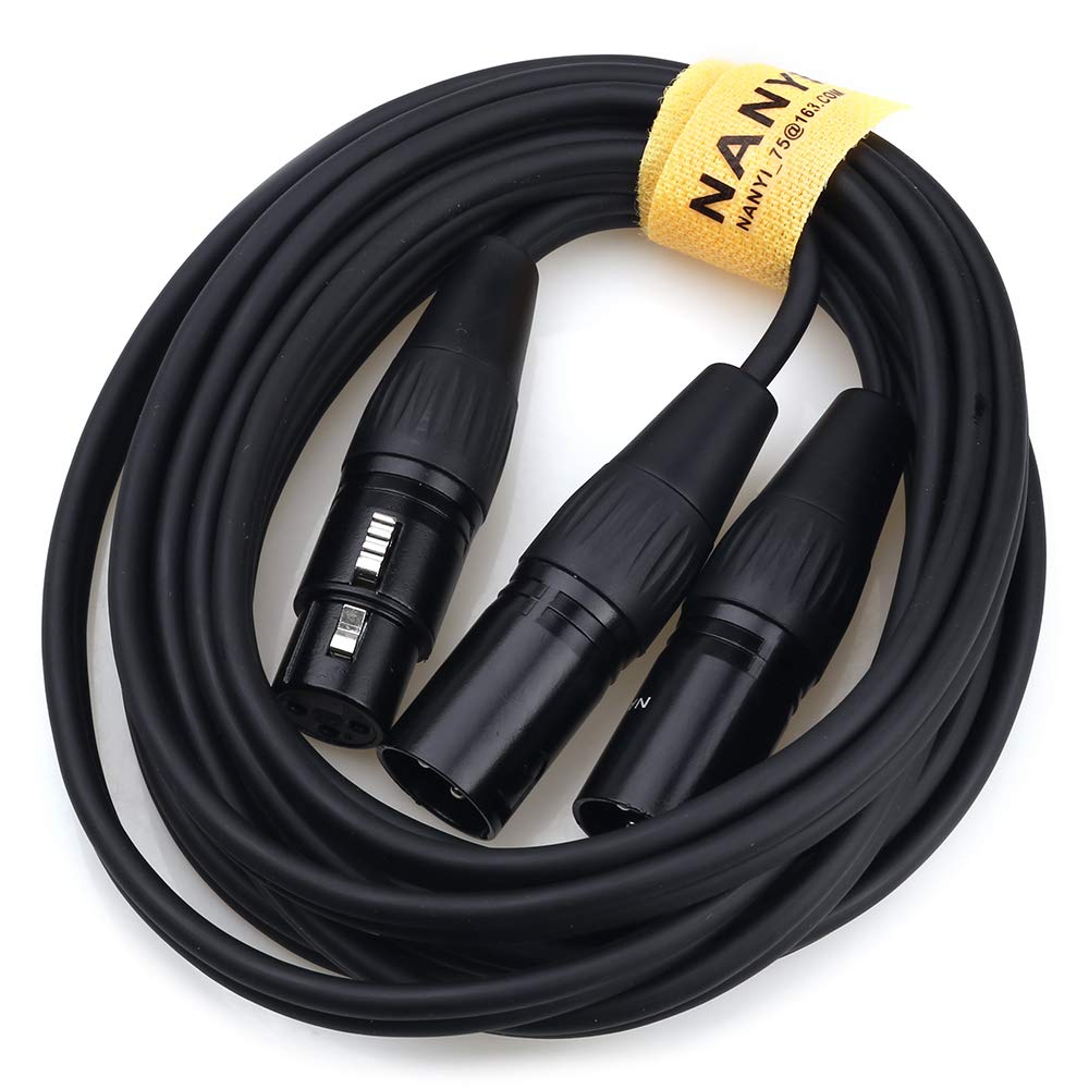 Nanyi Xlr Splitter Microphone Cable Xlr To Xlr Patch Cables 3 Pin Dual Xlr Male To Xlr Female Y Cable Adaptor Mic Cable Dmx Cabl