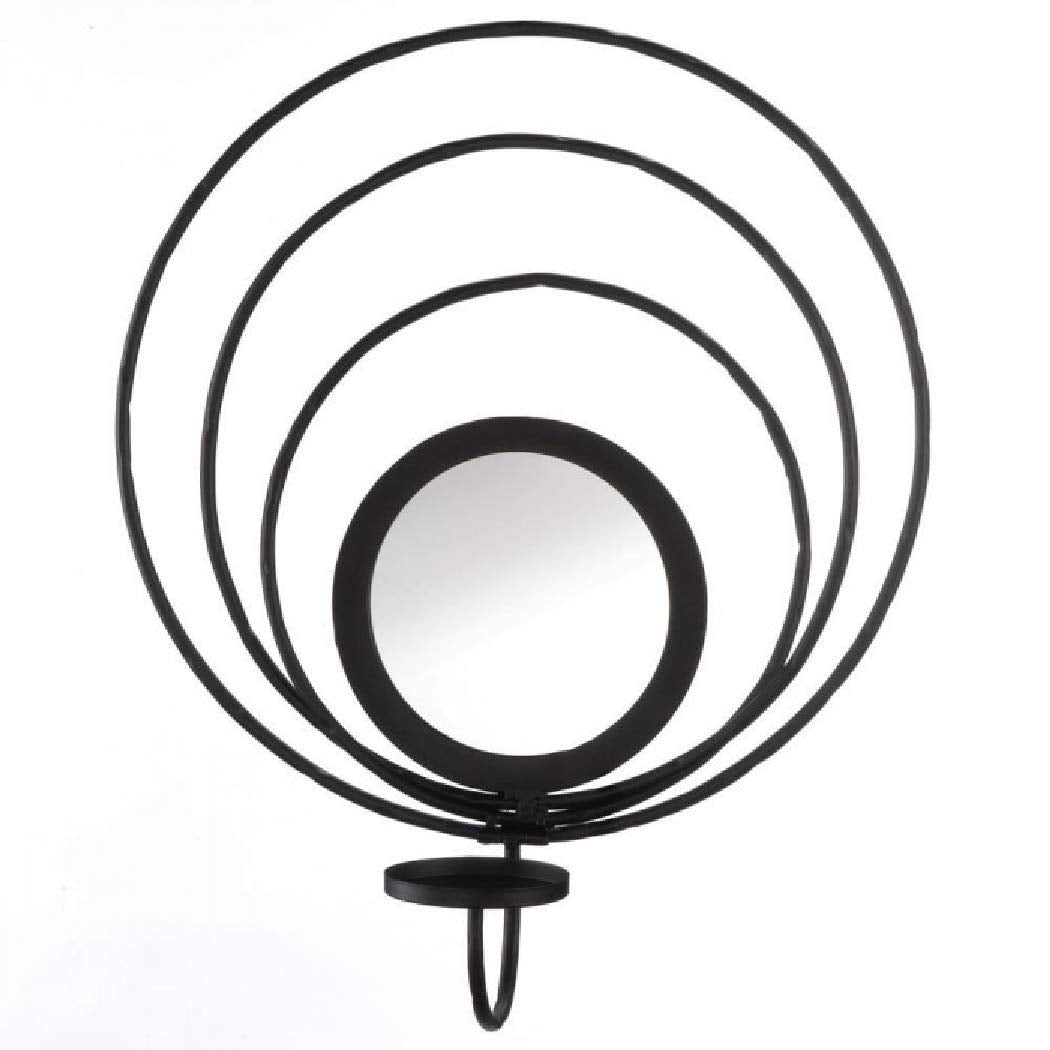 Gallery of Light 10018791 Black Iron Mirrored Wall Sconce, White