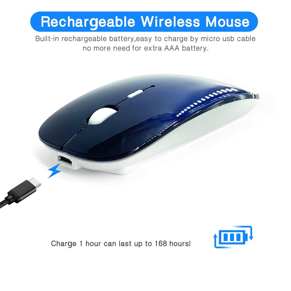 Klo Bluetooth Mouse For Macbook/Macbook Air/Pro/Ipad, Wireless Mouse For Laptop/Notebook/Pc/Ipad/Chromebook (Bt/A Royal Blue)