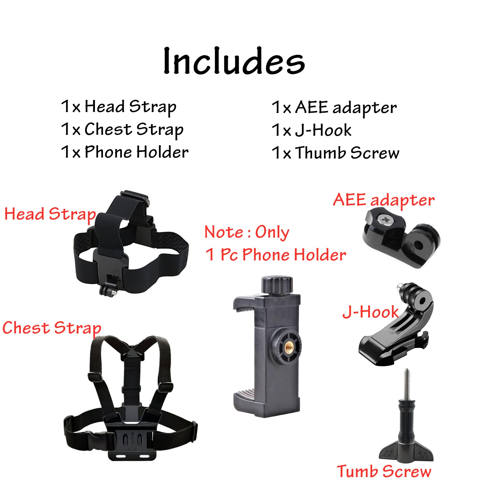 Dream Bull Phone Chest Mount & Head Strap, Nylon, Black, Compatible with iPhone, Samsung, GoPro, DJI Osmo, AKASO, Action Cameras