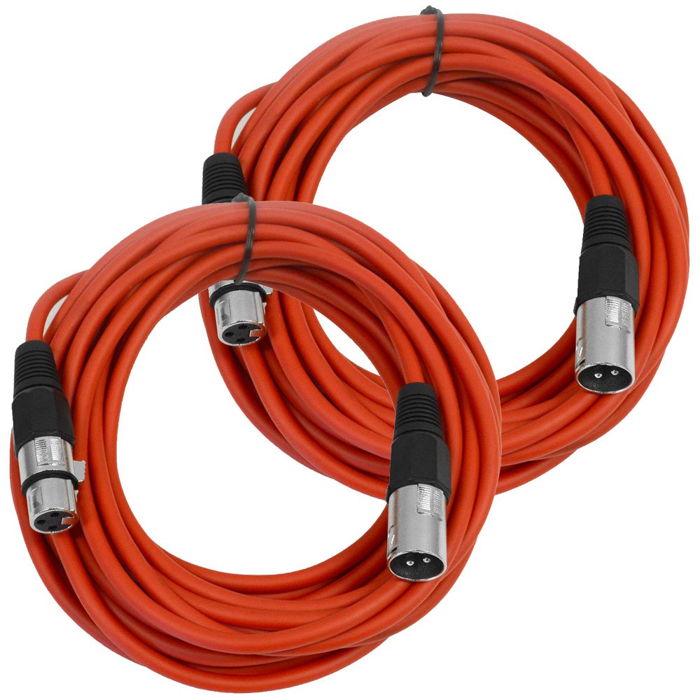Seismic Audio - Saxlx-25Red-2Pack - Pair Of Red 25 Foot Xlr Male To Female Microphone Or Patch Cable (2 Pack)