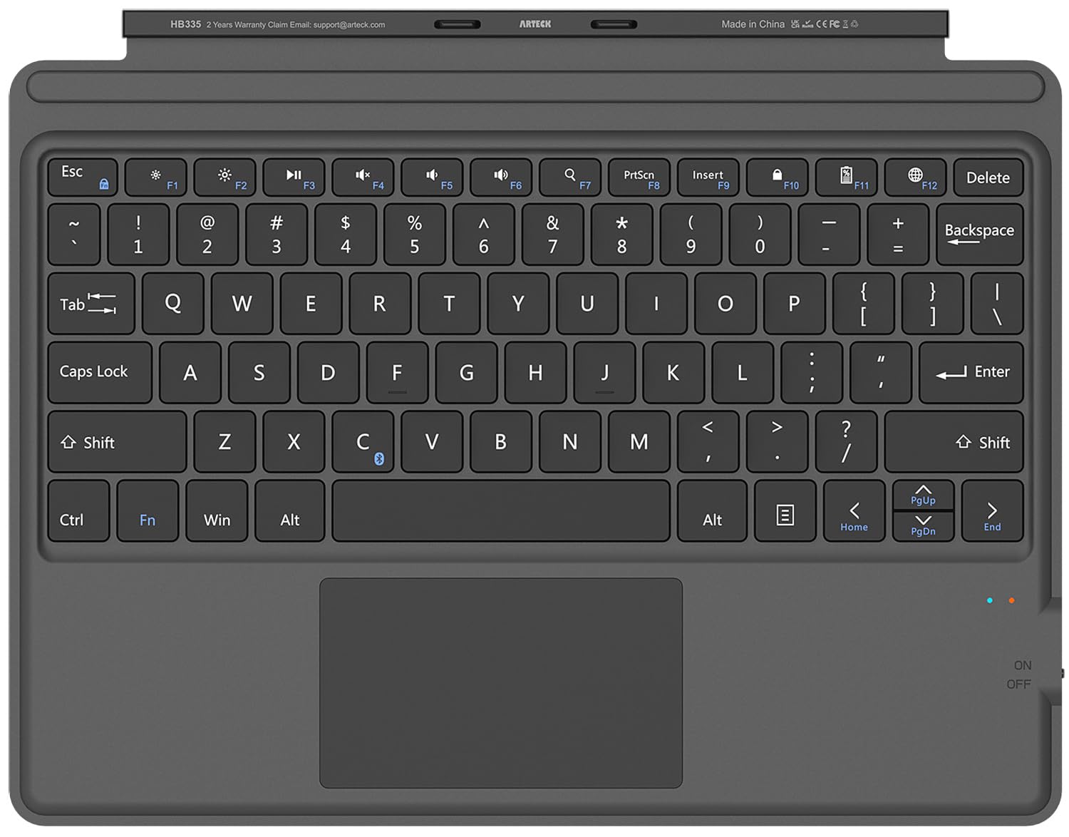 Arteck Microsoft Surface Pro Keyboard Type Cover, Ultra Slim Portable Bluetooth Wireless Keyboard For Latest Surface Pro 10, Pro