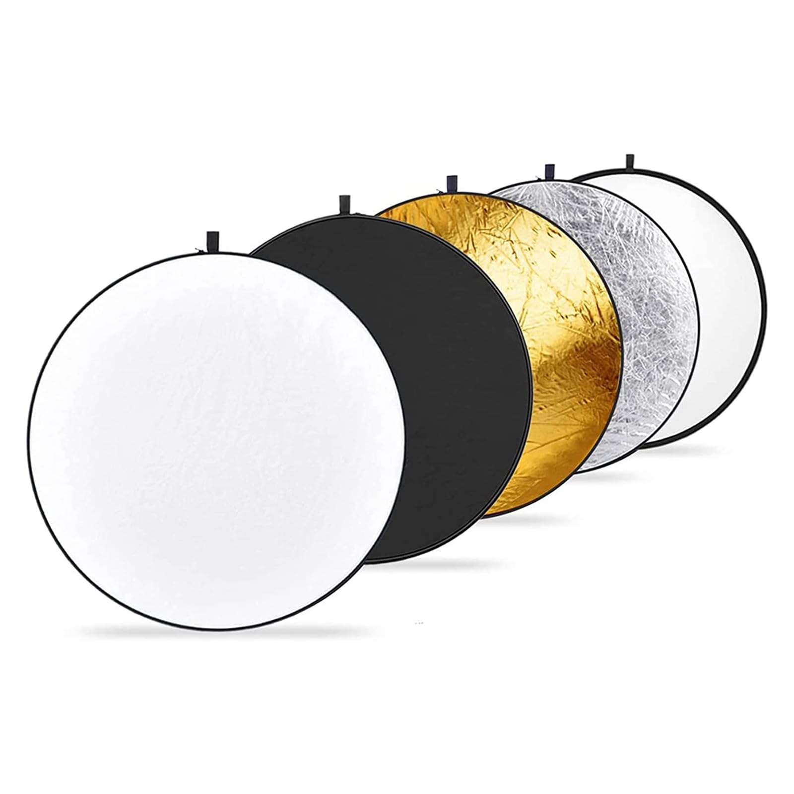 Neewer 51 Inch/130 Centimeter Light Reflector Diffuser 5 In 1 Collapsible Multi Disc With Bag   Translucent, Silver, Gold, White