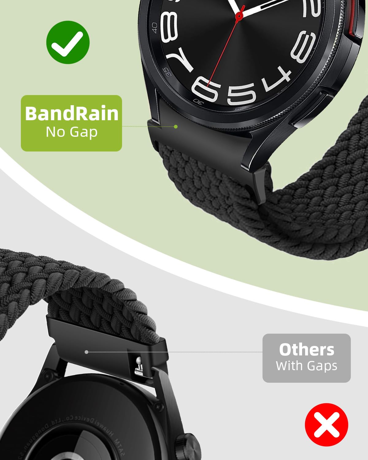 One Click No Gap Braided Bands Compatible With Samsung Galaxy Watch 6 4 5 Band 40Mm 44Mm/Galaxy Watch 6 4 Classic 47Mm 43Mm 42Mm