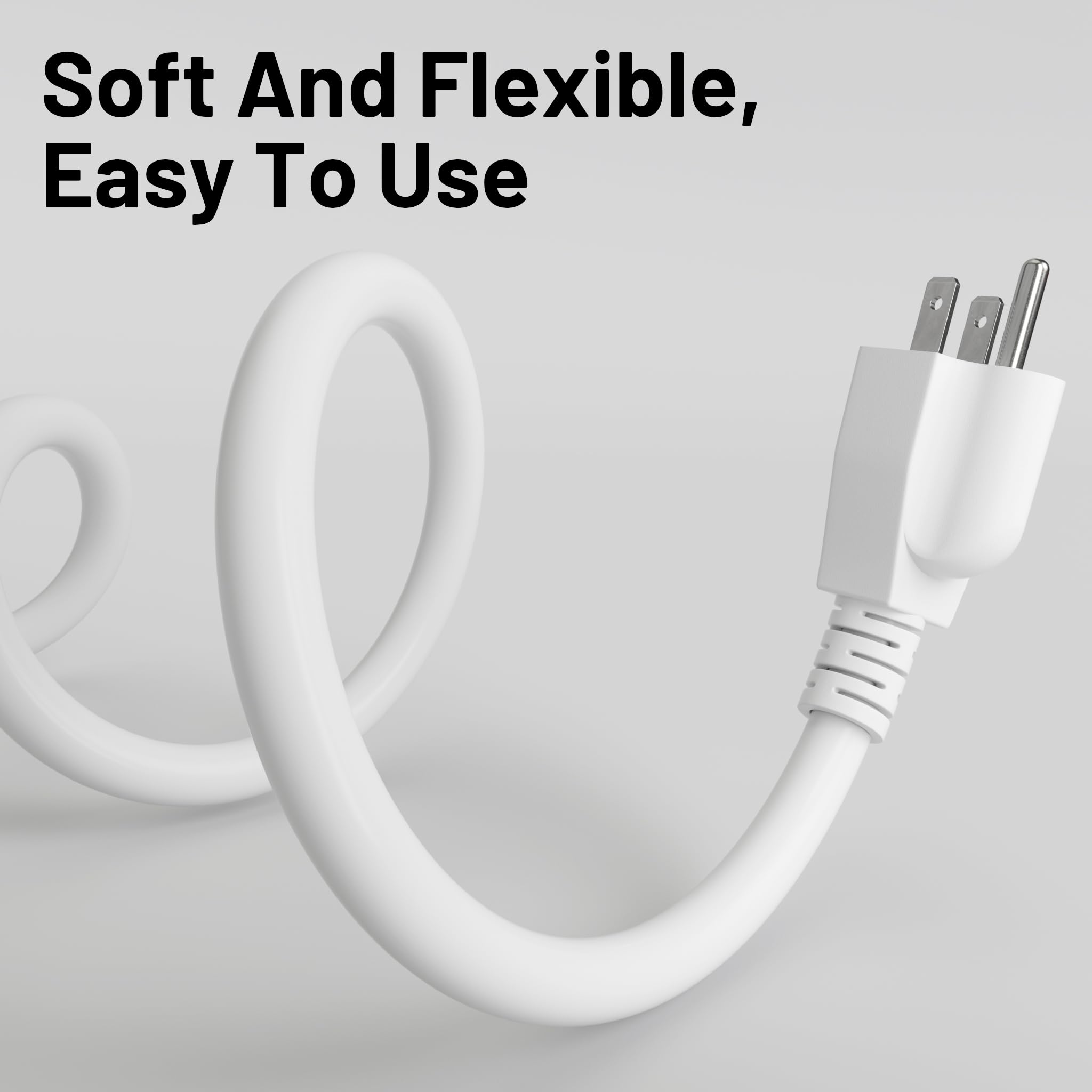 16/3 White Indoor Outdoor Extension Cord 10 Ft 2 Pack Waterproof, Heavy Duty Extension Cord With 3 Prong Grounded Plug,13A 1625W