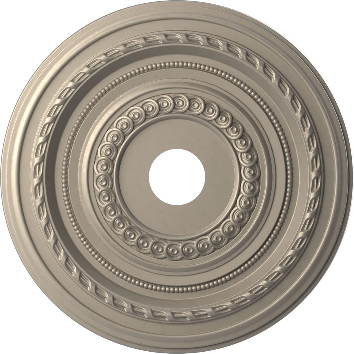 Ekena Millwork CMP22COCSV Cole Thermoformed PVC Ceiling Medallion (Fits Canopies up to 6), 22OD x 3 1/2ID x 1P, Metallic Silver 