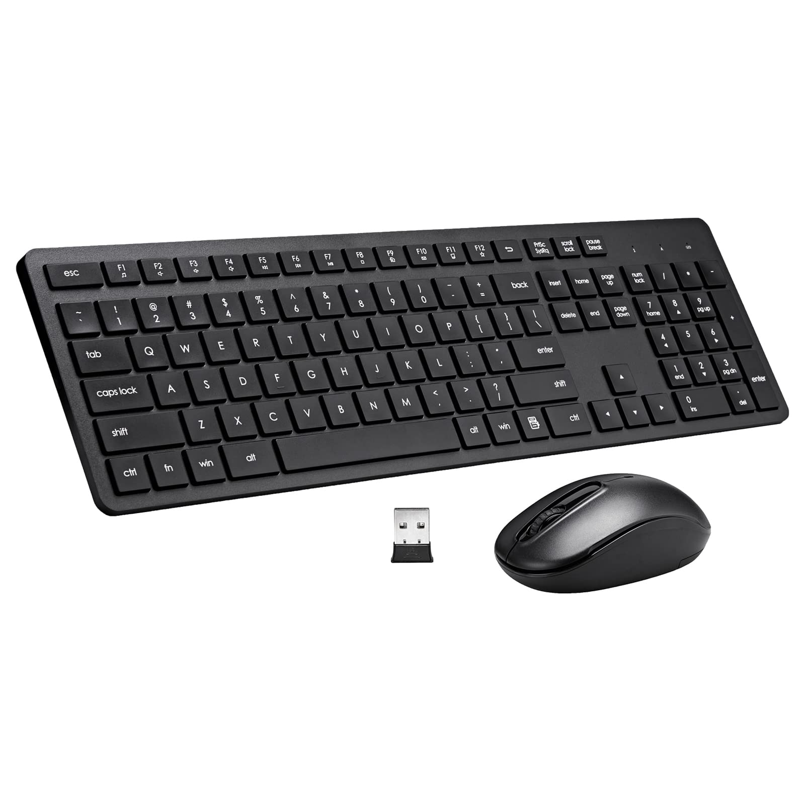 Wireless Keyboard And Mouse Combo, 2.4G Silent Cordless Keyboard Mouse Combo For Windows Chrome Laptop Computer Pc Desktop, 106 