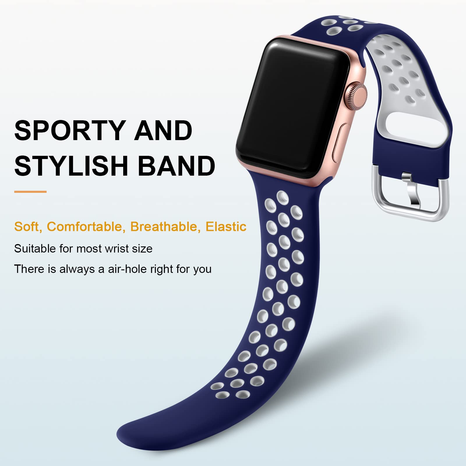 Lerobo 3 Pack Compatible With Apple Watch 41Mm 38Mm 40Mm 46Mm 44Mm 45Mm 42Mm For Women Men,Soft Silicone Replacement Sport Bands