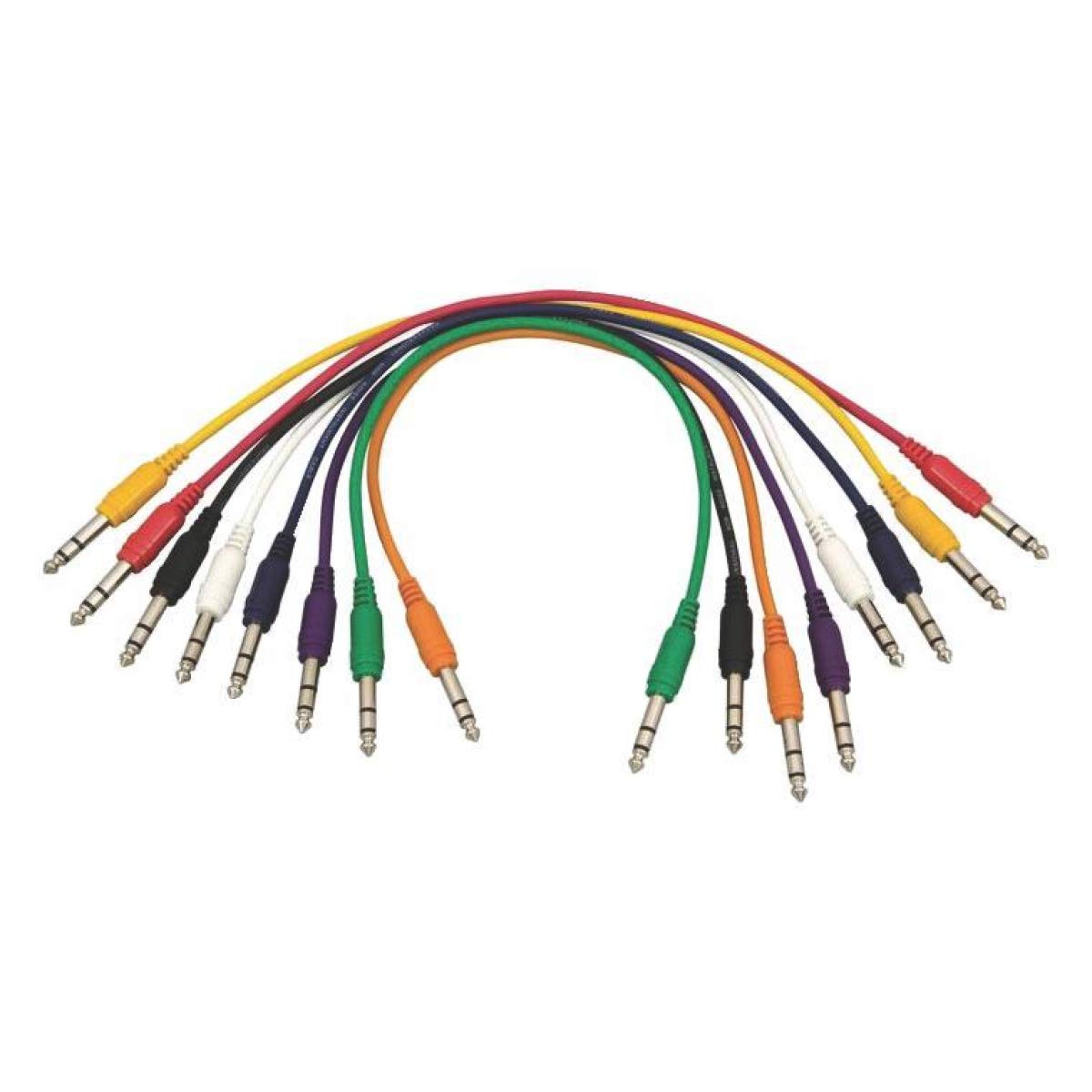 OnStage On-Stage Hot Wires Straight 1/4 TRS Patch Cables, 17 (8 Pack)