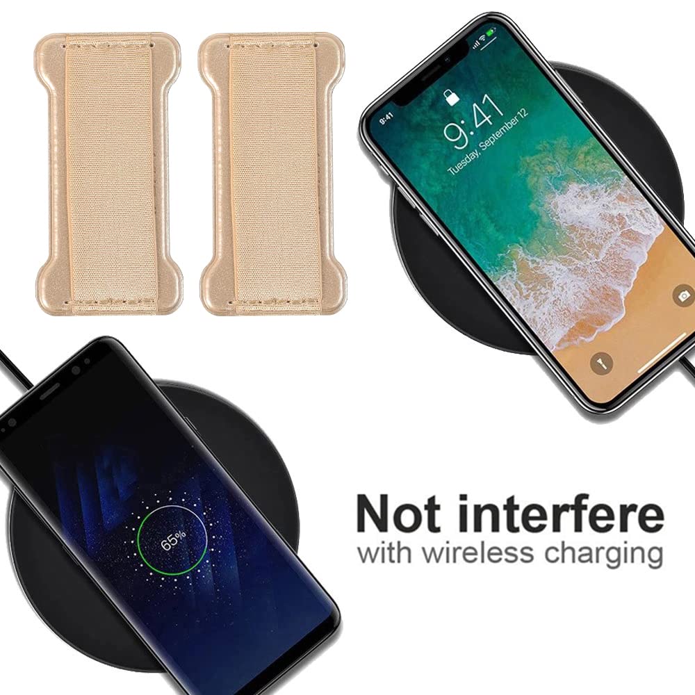 Wuoji Phone Grip Holder For Hand, Universal Finger Strap Phone Holder, Finger Selfie Grip Compatible With Most Smartphones (Gold