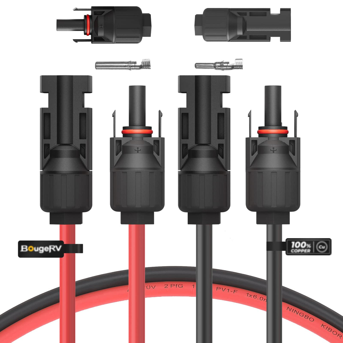 Bougerv 10 Feet 10Awg Solar Extension Cable With Solar Connector On Both End With Extra Pair Of Connectors Solar Panel Adaptor K