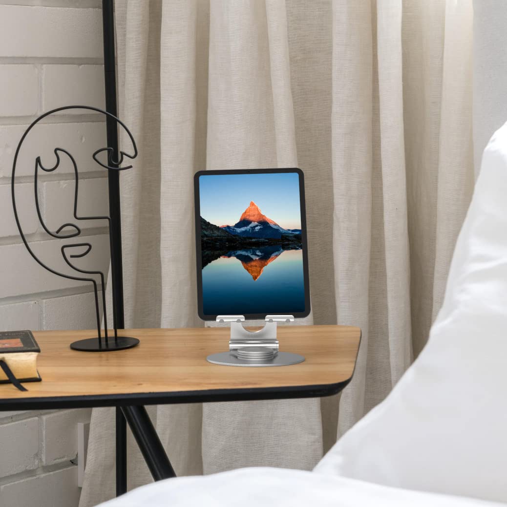 Kabcon Tablet Stand Swivel,Aluminum Portable 360�Rotating Tablet Stand Holder For Desk,Business,Kitchen,Desktop,Tablet Table Stand For Ipad Pro 9.7,10.5,12.9/Air Mini,Tab,Kindle,Nexus,E Reader