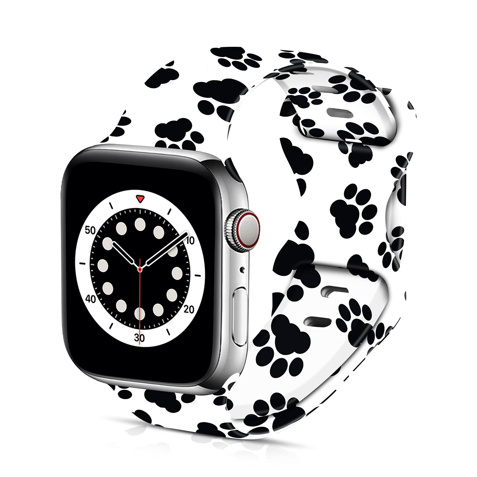 Bxxtpk Black Puppy Paw Print Black Cat Paws In White Background Compatible With Apple Watch Band 38Mm 40Mm Soft Silicone Wristba