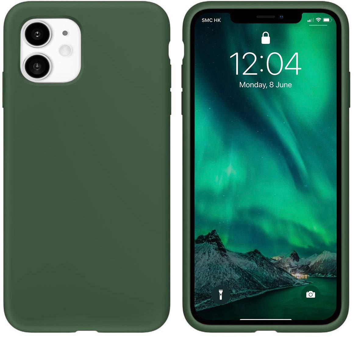 Icesword Iphone 11 Case Dark Green, Thin Liquid Silicone Case, Soft Silk Microfiber Cloth, Matte Pure Dark Green, Gel Rubber Ful