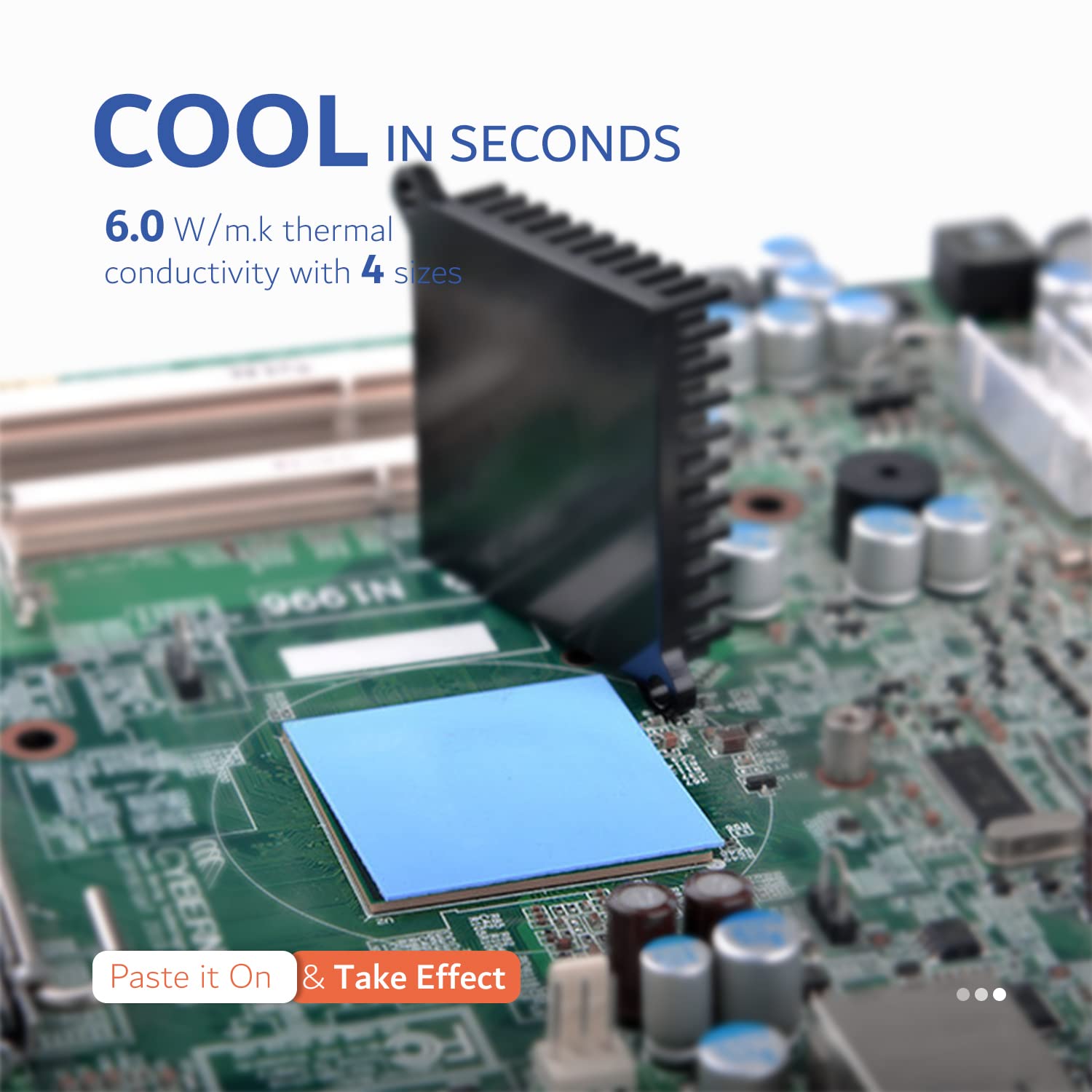 Thermal Pad 6W/Mk 4 Pack, 100X100Mm 0.5Mm 1Mm 1.5Mm 2Mm Silicone Cooling Pad Gpu Non Conductive Heat Resistance Extreme Odyssey