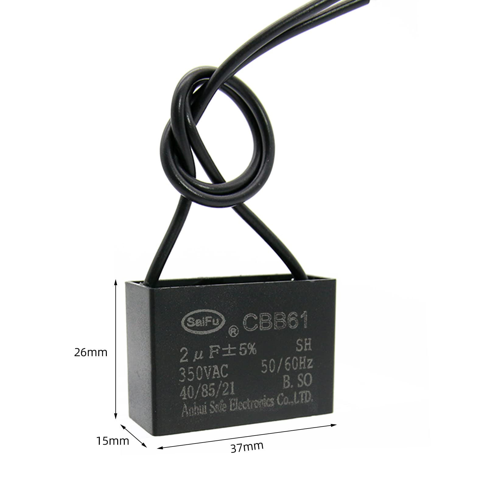 Akzytue Cbb61 Capacitor 2Uf 350V Ac Ceiling Fan 2 Wire 50/60Hz For Electric Fan Generator Pump Motor (2 Pack )