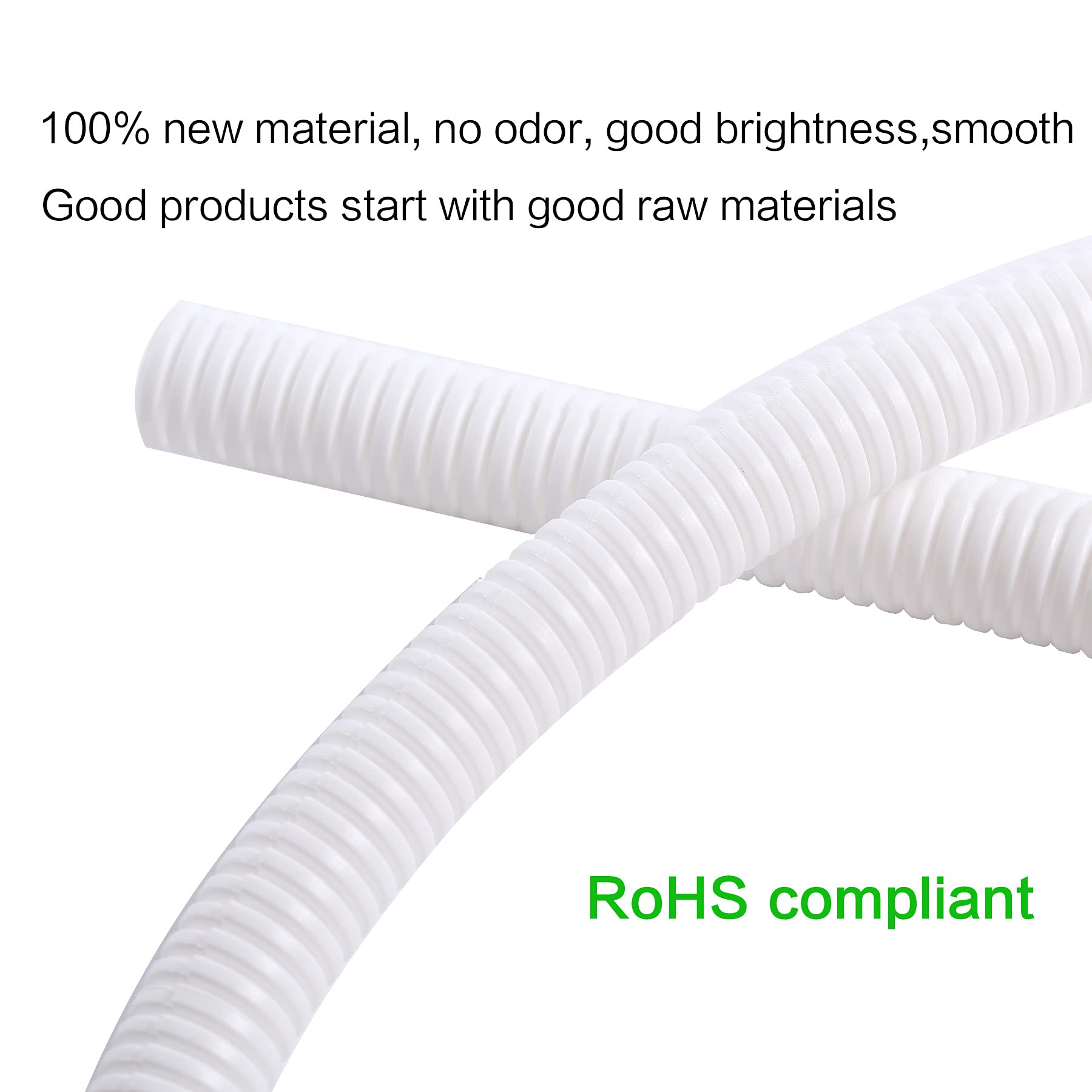 Alex Tech 10Ft   1/2 Inch Split Wire Loom Tubing Wire Conduit   White