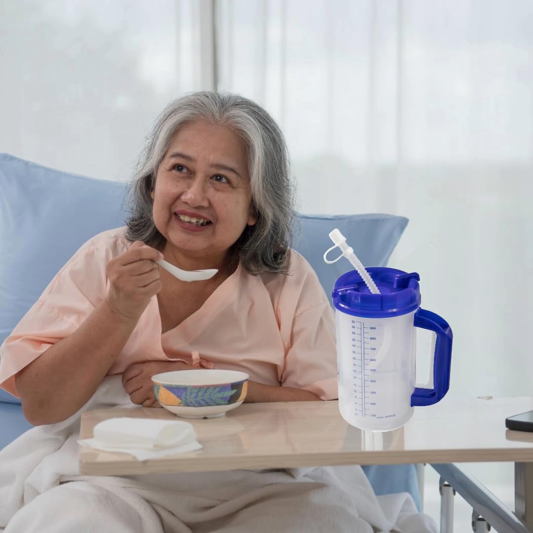 Vakly Hospital Carafe Insulated Double Walled Water Tracking Thermos   32 Oz Capacity Hot And Cold Refillable Water Bottle   Wit