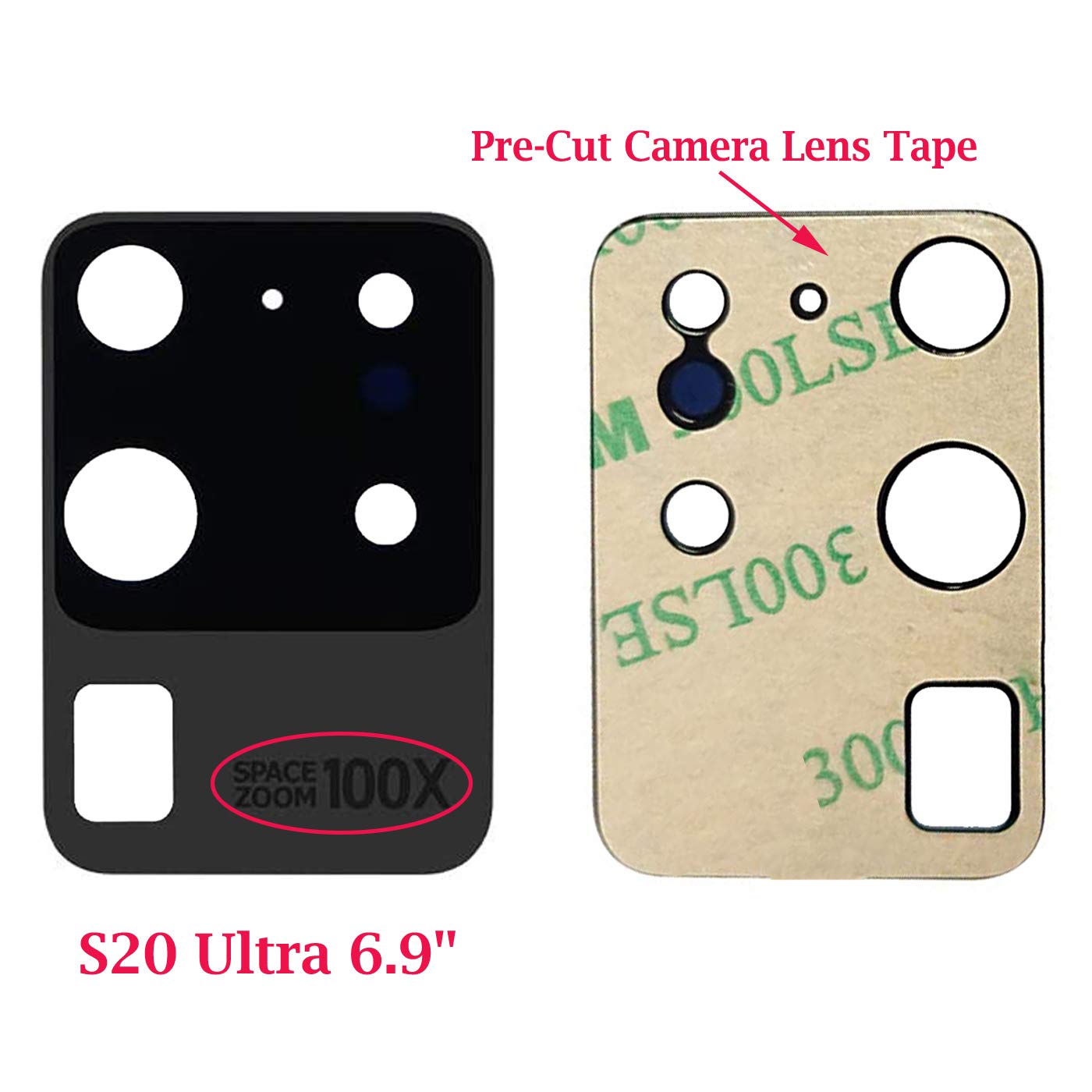 Ubrokeifixit Galaxy S20 Ultra Back Rear Camera Glass Lens Cover Replacement With Pre Cut Tape For Samsung Galaxy S20 Ultra 6.9' Sm G988(Not For S20+ 6.7',Not For S20 6.2') (S20 Ultra/2Pcs)