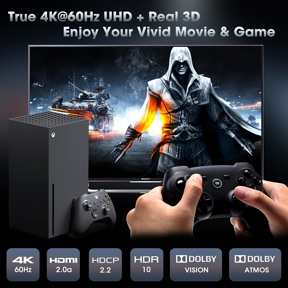 (Newest Version) Roofull 5 Port 4K Hdmi Switch 4K@60Hz 5 In 1 Out Hdmi Switcher Selector With Remote, Auto Switching Dolby Visio