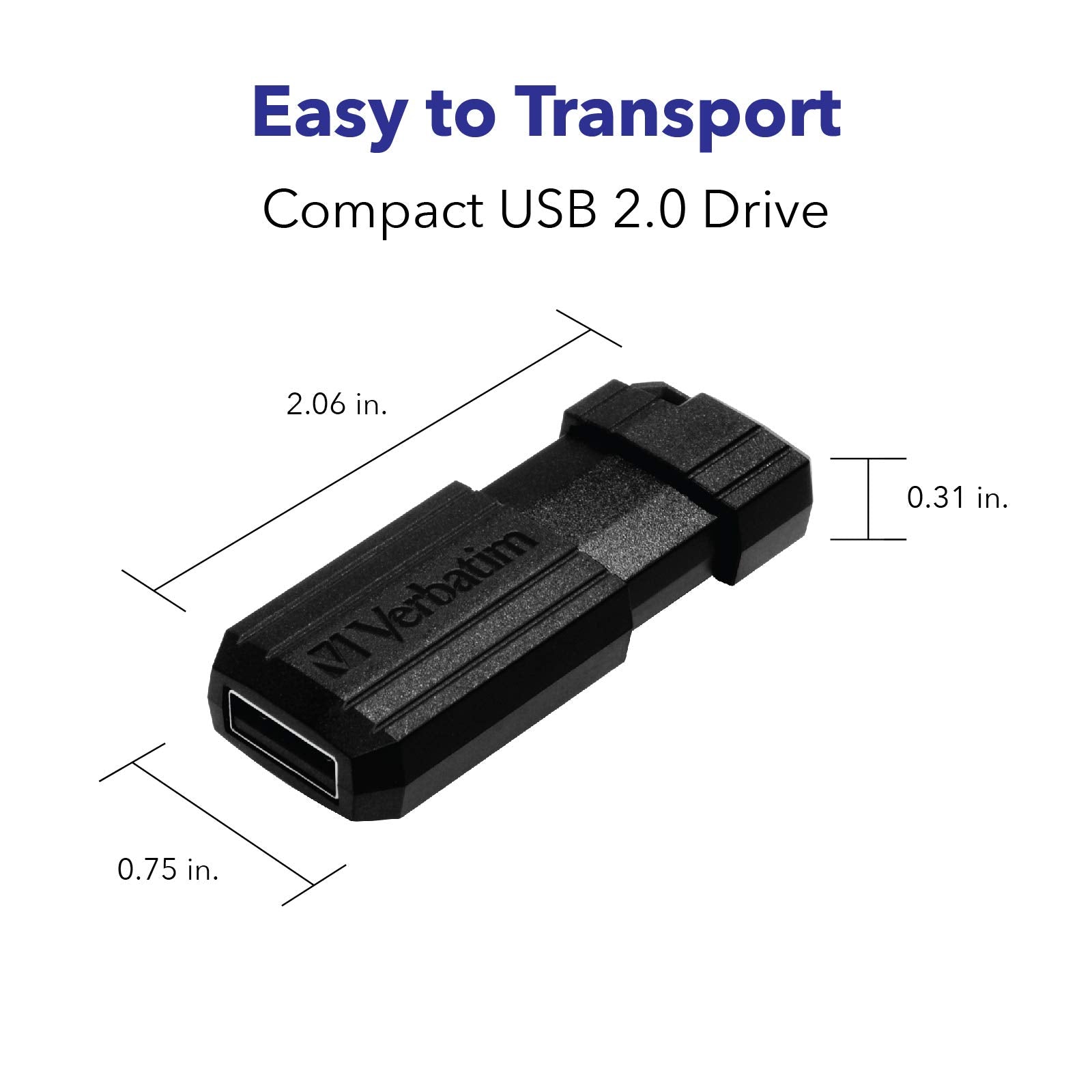 Verbatim 64Gb Pinstripe Usb 2.0 Flash Drive Retractable Thumb Drive   10 Pack   Black