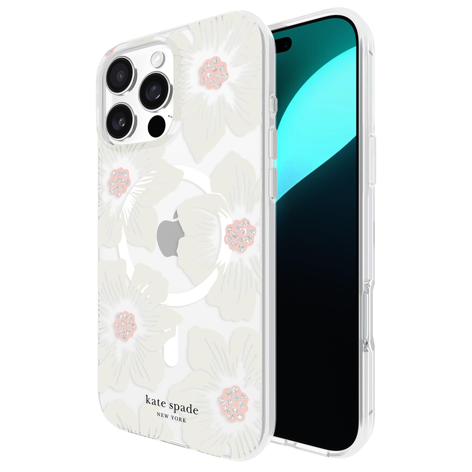 Kate Spade New York Iphone 16 Pro Max Case   Compatible With Magsafe   Designer Phone Case   Hollyhock Cream Floral