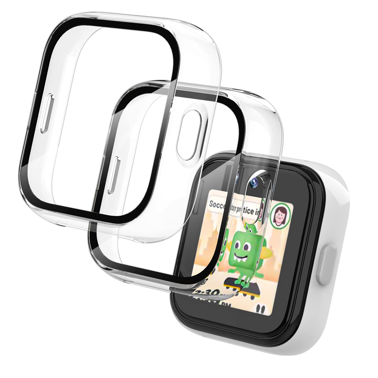 2 Pack Case Compatible With T Mobile Syncup Kids Watch Screen Protector, Hard Pc Case Build In Tempered Glass For Sync Up Kids W