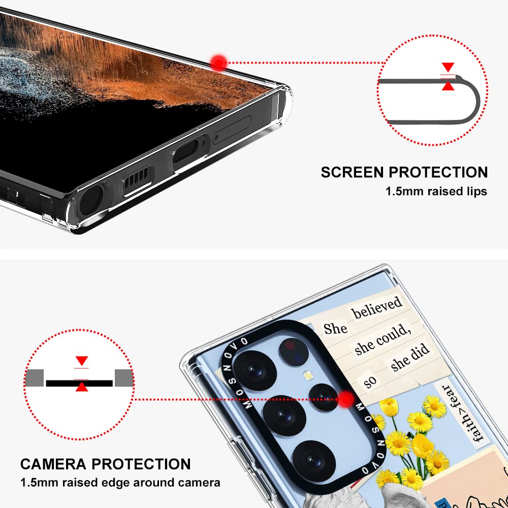MOSNOVO Samsung Galaxy S22 Ultra Phone Case Buffertech Shockproof TPU Vintage Collage Art