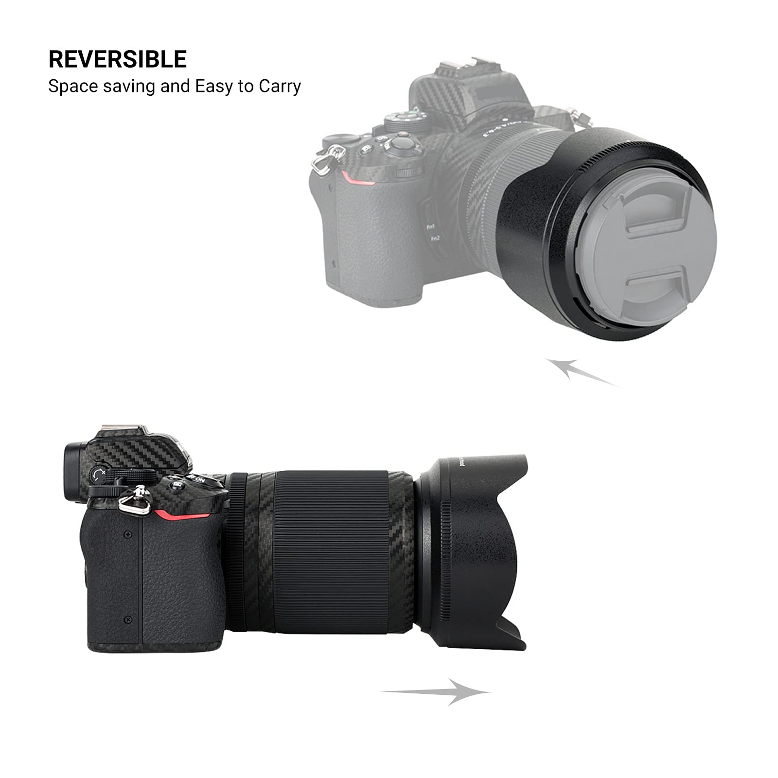 Lens Hood For Nikkor Z Dx 50 250Mm F4.5 6.3 Vr, Nikkor Z 50Mm F/1.8 S Lens, Reversible Lens Shade Replace Nikon Hb 90A And Hb 90