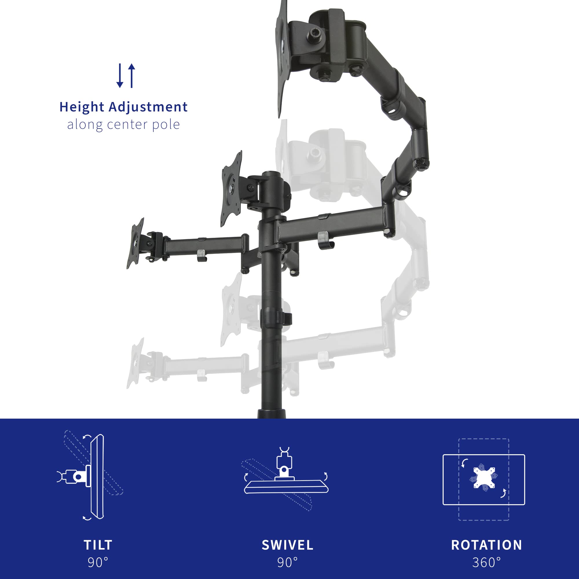 VIVO Triple Monitor Mount Fully Adjustable Desk Free Stand for 3 LCD Screens up to 24 inches STAND V003P
