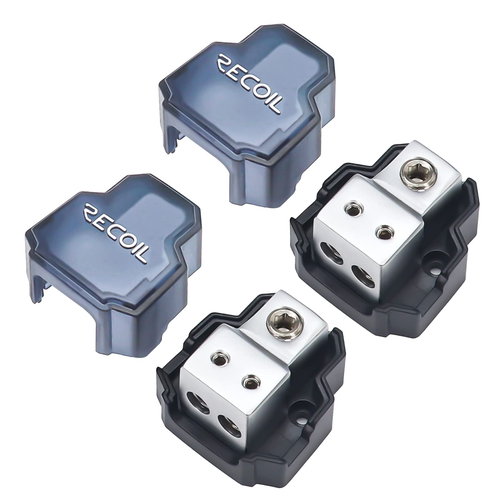 Recoil Sdb12P 2 Way Mini Power Distribution Block, 1 X 4/8 Gauge In / 2 X 8/10 Gauge Out Power Distribution Ground Distributor B