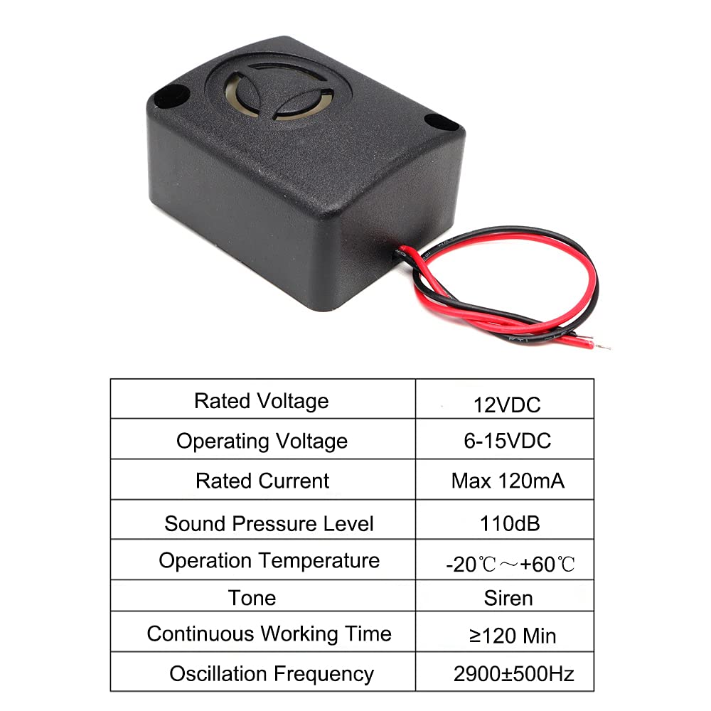 Shanghj 4Pcs 110Db Electronic Black Mini Piezo Alarm Siren Dc 12V Insurance Antitheft Highdecibel Square Shell Active Buzzer Alarm For Car Safes