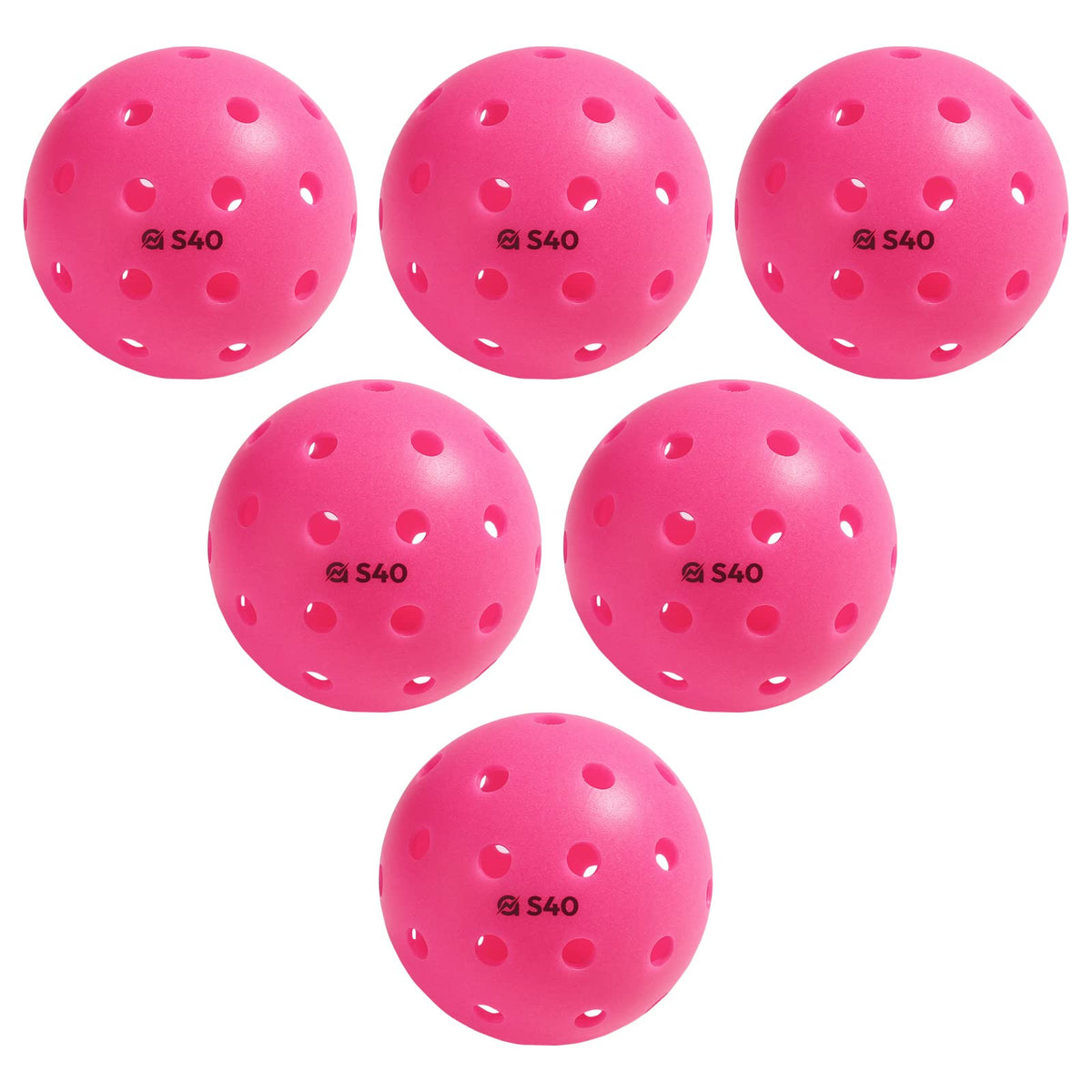 A11N S40 Outdoor Pickleball Balls  Usapa Approved, 6 Pack, Fuchsia