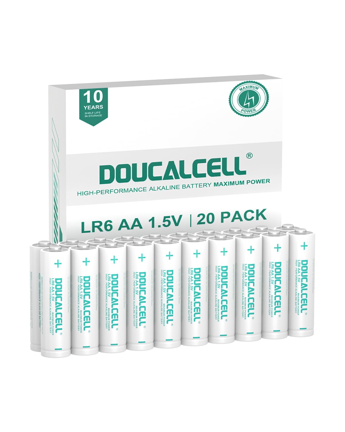 Doucalcell Aa Batteries 20 Pack, Maximum Power Ultra Long Lasting Double Aa Battery, High Performance 1.5 Volt Alkaline Batterie