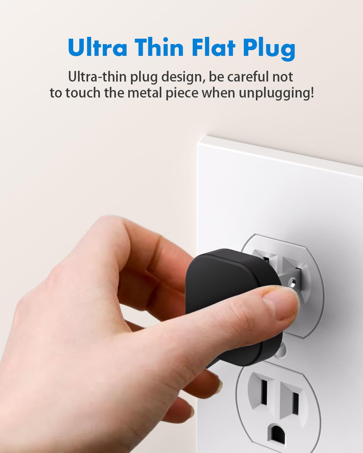 Flat Plug Short Extension Cord 1Ft Low Profile Flat Plug 3 Prong 16 Awg, 1625W Grounded Indoor Power Cable Outlet Saver For Kitc