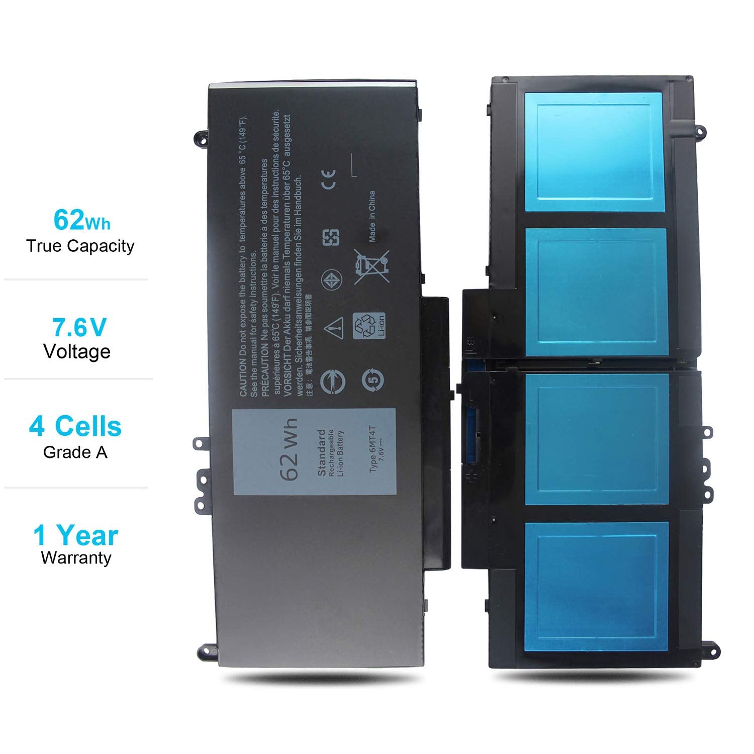 Emanjor 7.6V 62Wh 6Mt4T Battery Compatible With Dell Latitude E5470 E5570 Precision 3510 Series 7V69Y Txf9M 79Vrk 07V69Y 079Vrk