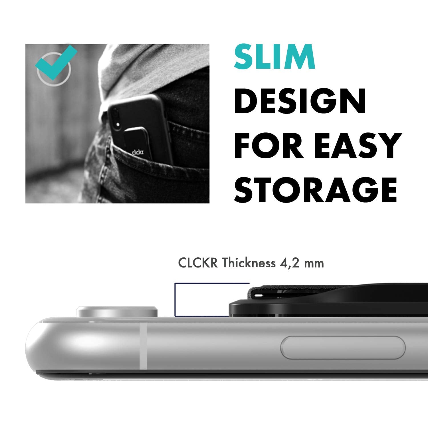 Clckr Cell Phone Grip And Expanding Stand, Universal Phone Grip Holder With Multiple Viewing Angles For Iphone 14/13/12, Samsung