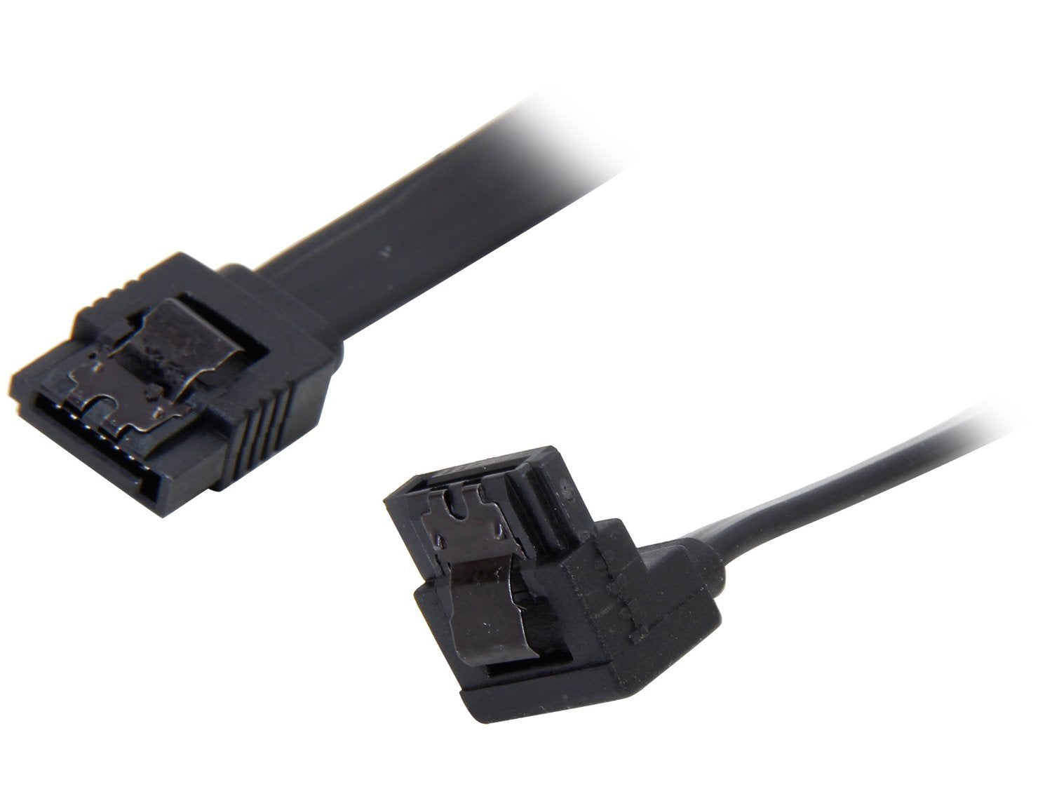 Nippon Labs Sata3L0.8Ft 90/180Sl 10 Inch Sata Cable With Locking Latch, Sliver