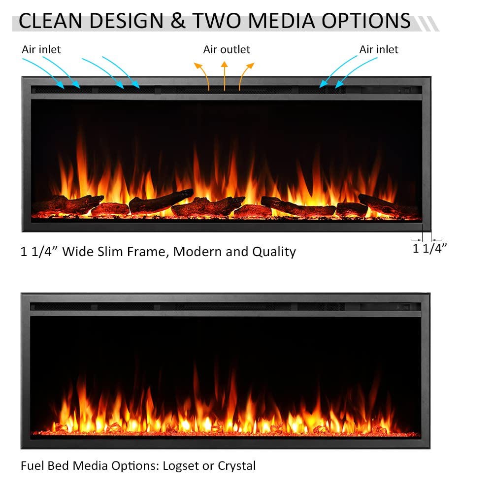 Legendflame 50'' W Austin In Wall Recessed & Wall Mounted Electric Fireplace (Ef287A)