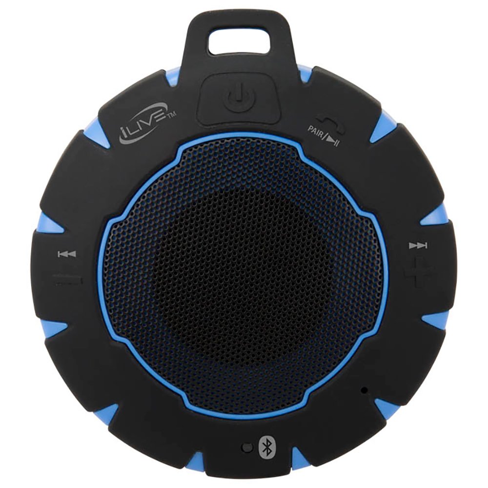 Ilive Waterproof Wireless Speaker, Includes Detachable Carabiner Clip And Micro Usb To Usb Cable, Black/Blue (Isbw157Bu)