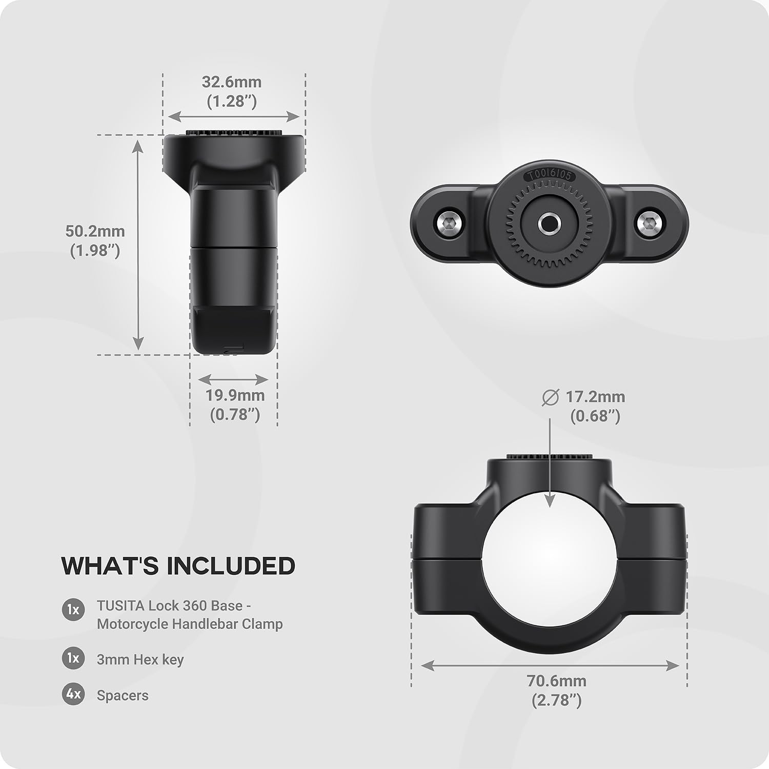 Tusita Lock 360 Base   Motorcycle Handlebar Clamp
