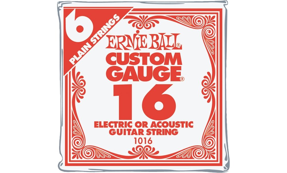 Ernie Ball Nickel Plain Single Guitar String .016 Gauge 6 Pack