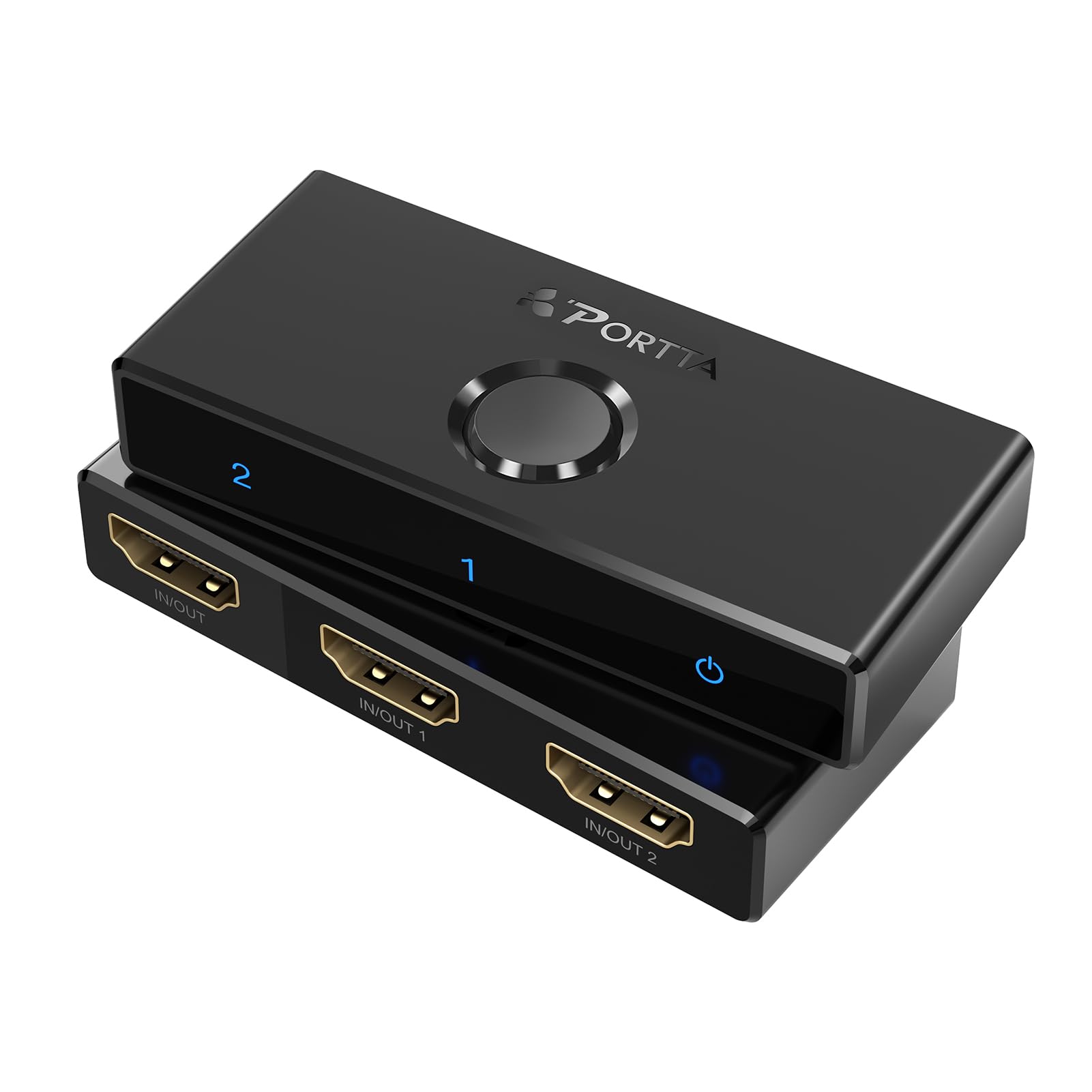 HDMI Switch 4K 60Hz, PORTTA Bi-Directional HDMI 2.0 Switcher 2 in 1 Out Splitter 1 in 2 Out hub HDR HDCP2.3 for Blu-ray Xbox PS4