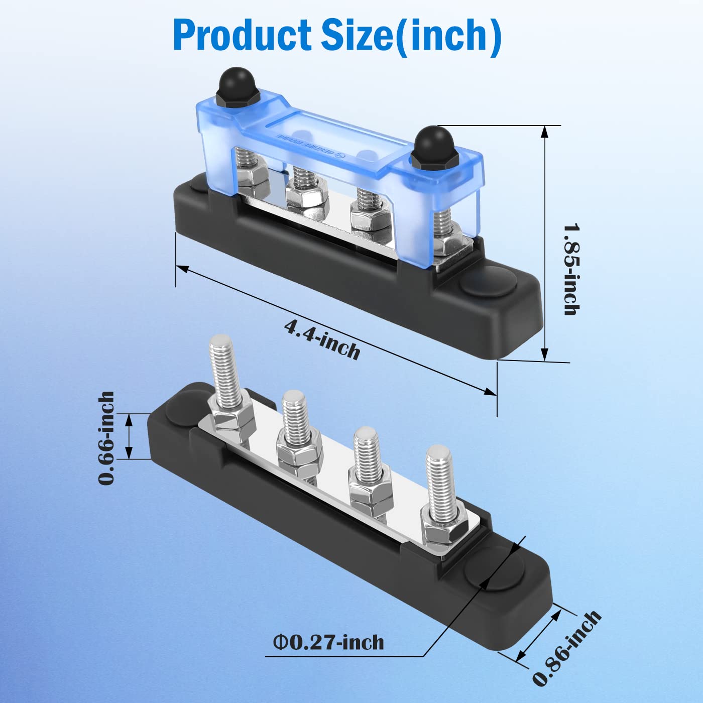 Lenkrad 4 Post Power Distribution Block Bus Bar With Cover, 4 X 10/32'' Posts, 4 Terminal Bus Bars, 100 Amp Battery Terminal Dis