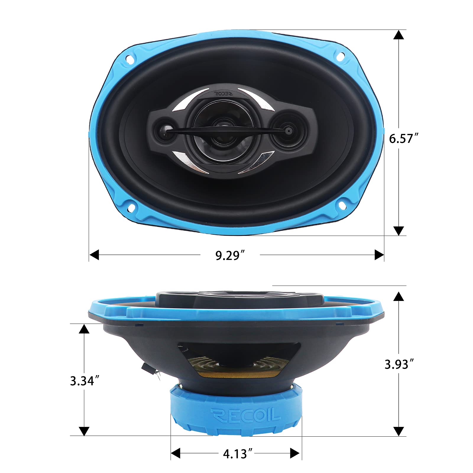 Recoil Rcx694 Echo Series 4 Way 6X9 Inch Car Audio Coaxial Speaker System With Grilles, Sold In Pairs