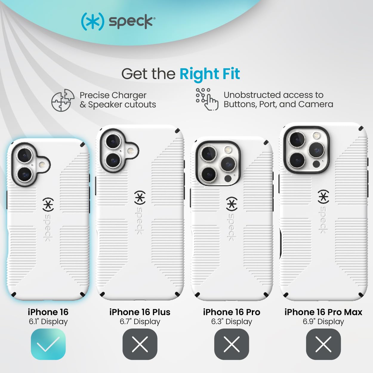 Speck Iphone 16 Case   Iphone 16 Case For Women, And Men   Candyshell Grip Case Iphone 16 Phone Case Slim Magsafe   White/Black