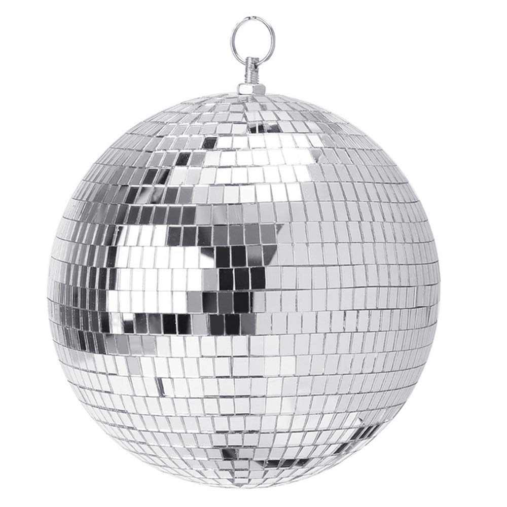 Boshen 12'' Disco Mirror Ball With Hanging Ring Silver Party Disco Ball Light For Party Xmas Dj Stage Lighting Effect