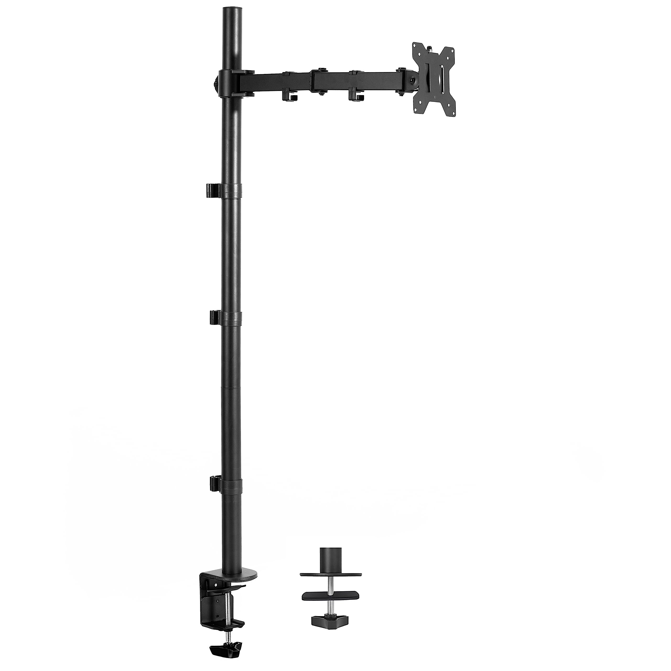 VIVO Extra Tall Single Monitor Desk Mount Stand with 39 inch Pole for 13 to 32 inch Screens and up to 38 inch Ultrawides, Fully Adjustable, Holds 22 lbs with VESA Mounting, Black, STAND V011