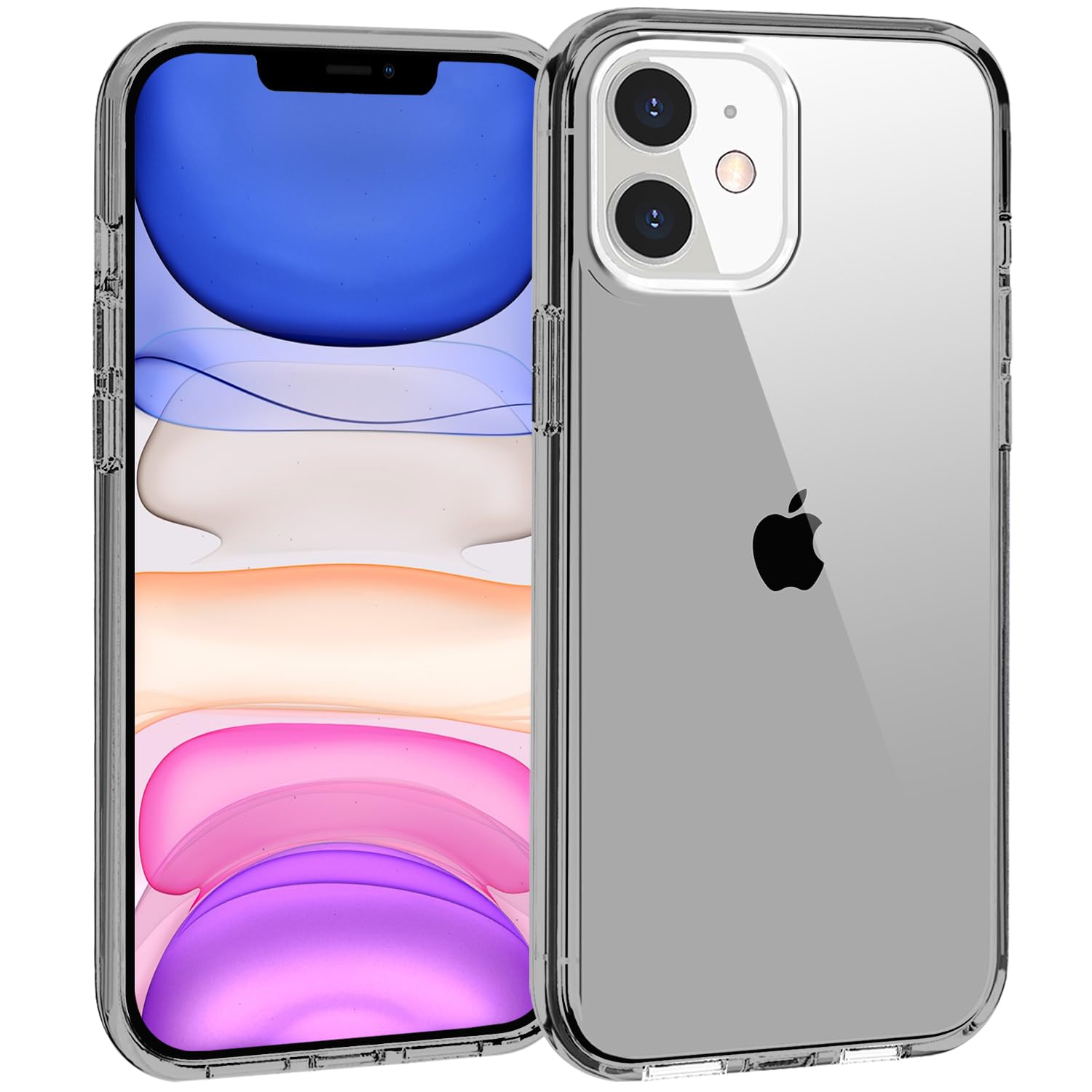 Tenoc Phone Case Compatible With Iphone 11, Gray Case Clear Shockproof Protective Bumper Slim Cover For 6.1 Inch